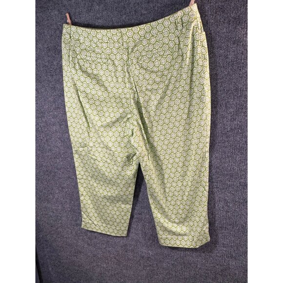 Talbots womens size 16 green and white stretch capri ankle trousers pant - Picture 2 of 16